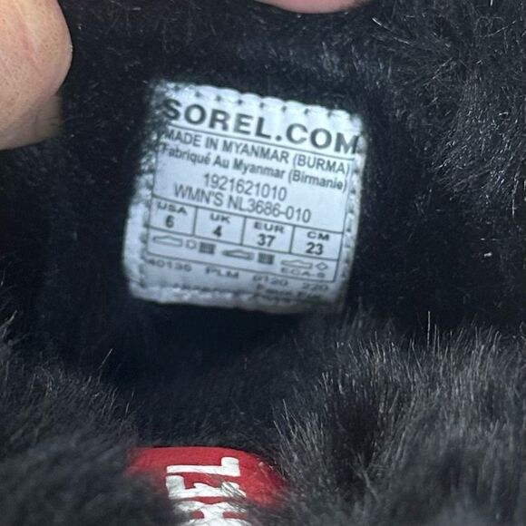 Sorel Go - Errand Run Women's Slippers Size 6 Black Leather & Faux Fur EUC - Picture 7 of 9